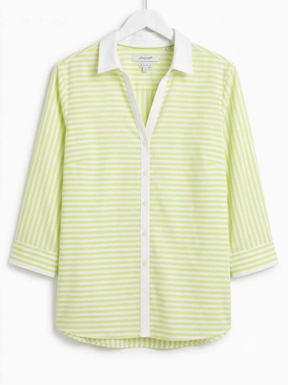 Euro Summer Foxcroft Heritage Non-Iron Striped Button-Up Blouse Keylime Size 18